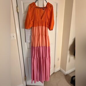 STAUD Vibrant Orange Dress